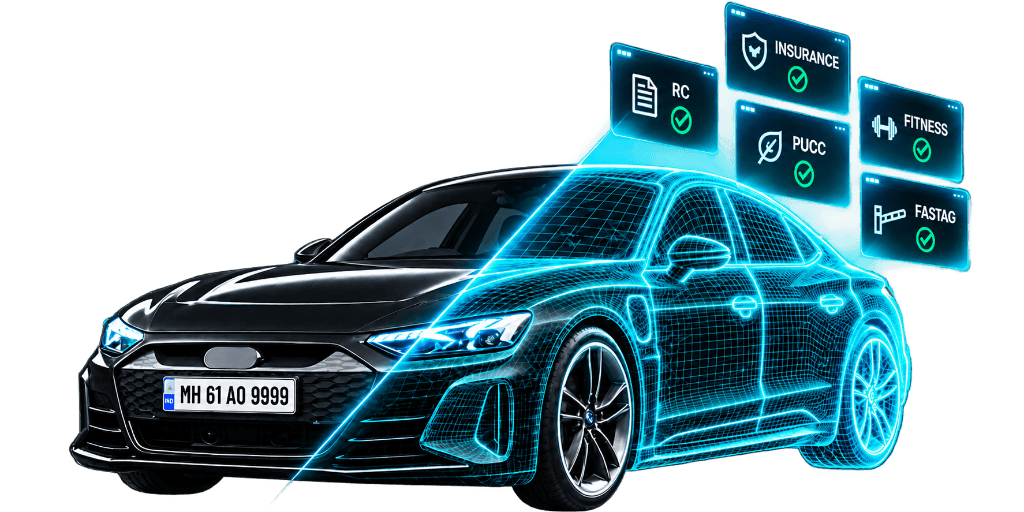 Car with digital RC, insurance, PUCC, permit, fitness and FASTag documents